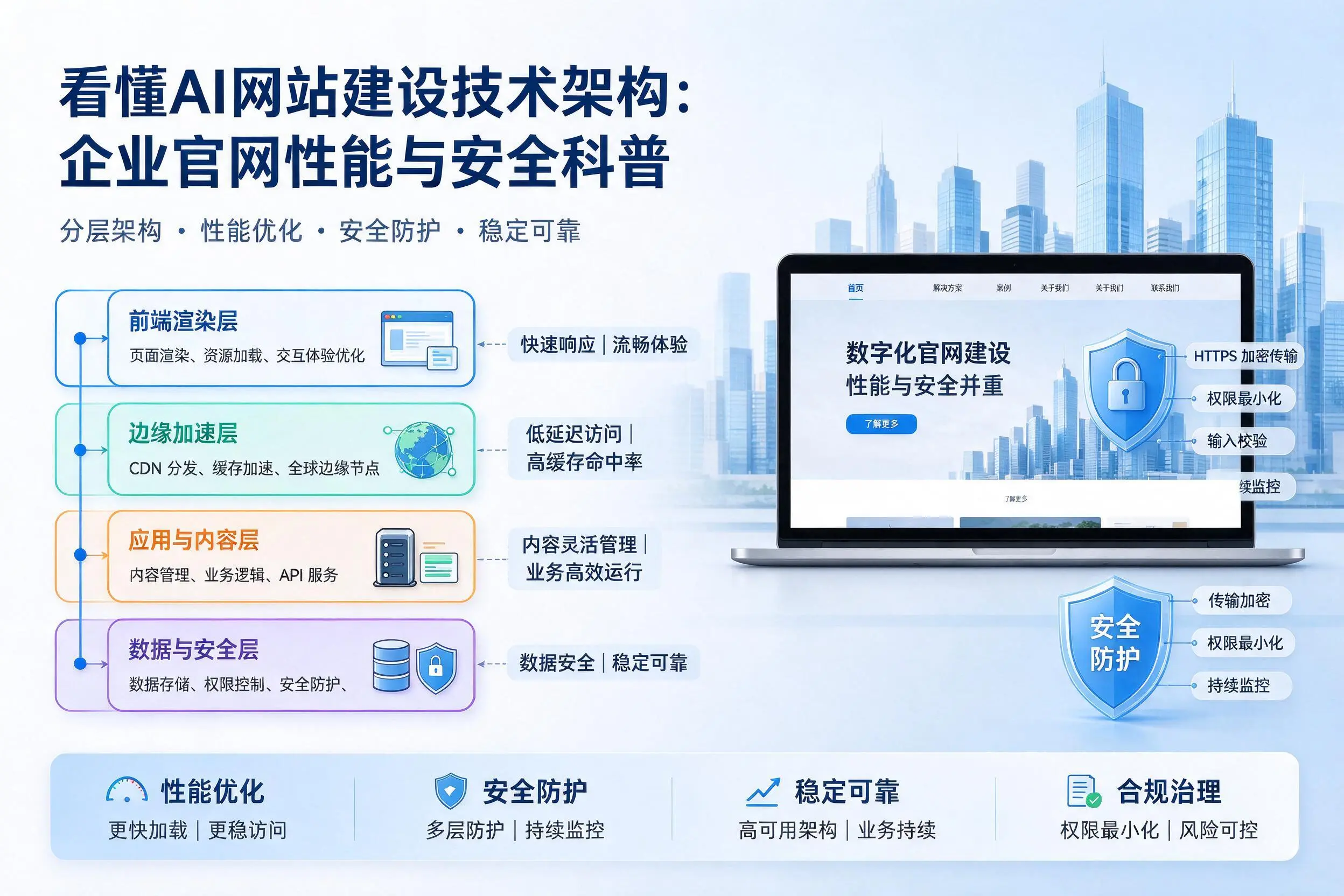 看懂AI网站建设技术架构：北屯企业官网性能与安全科普