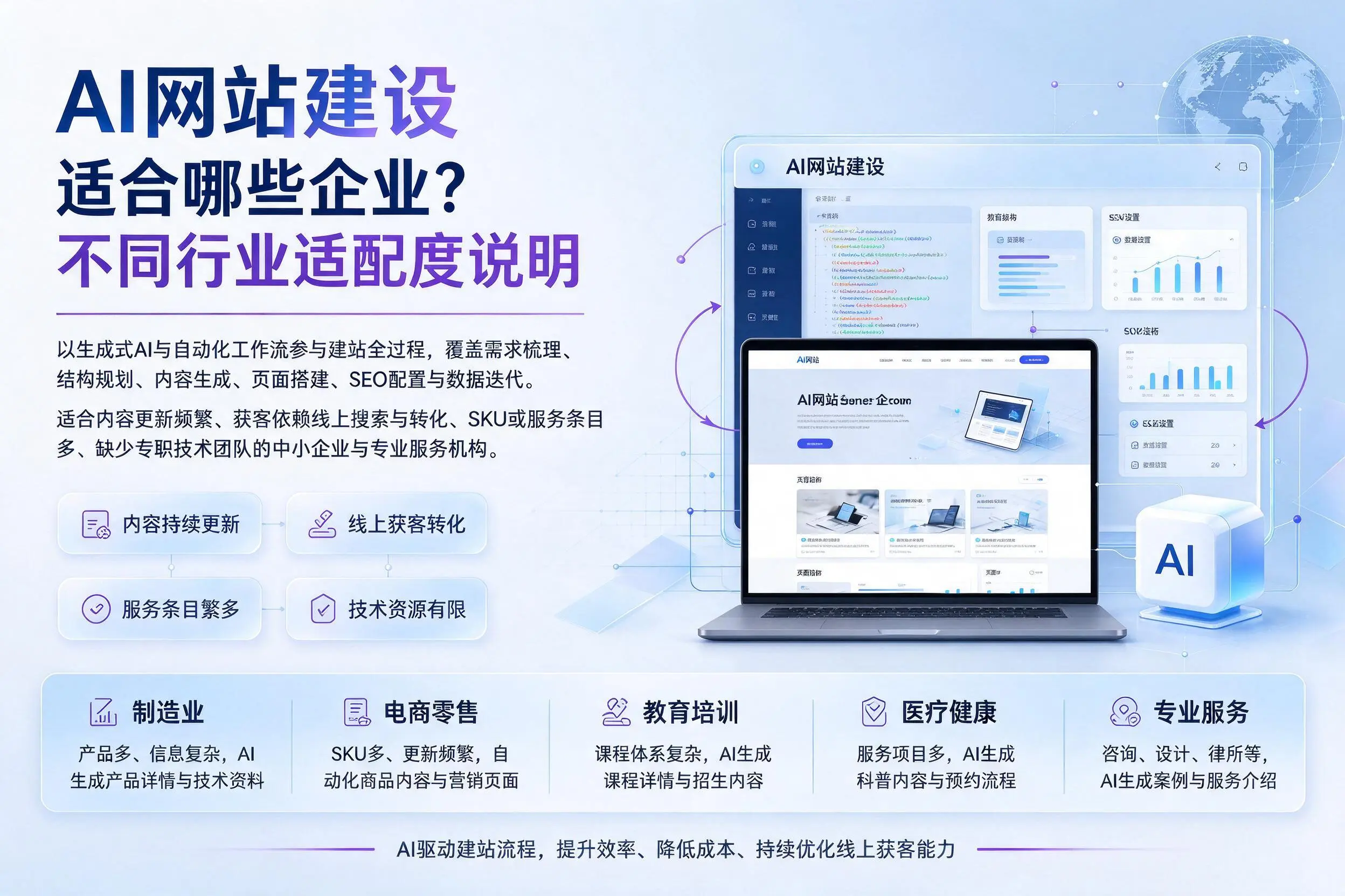 AI网站建设适合哪些企业?北屯不同行业适配度说明